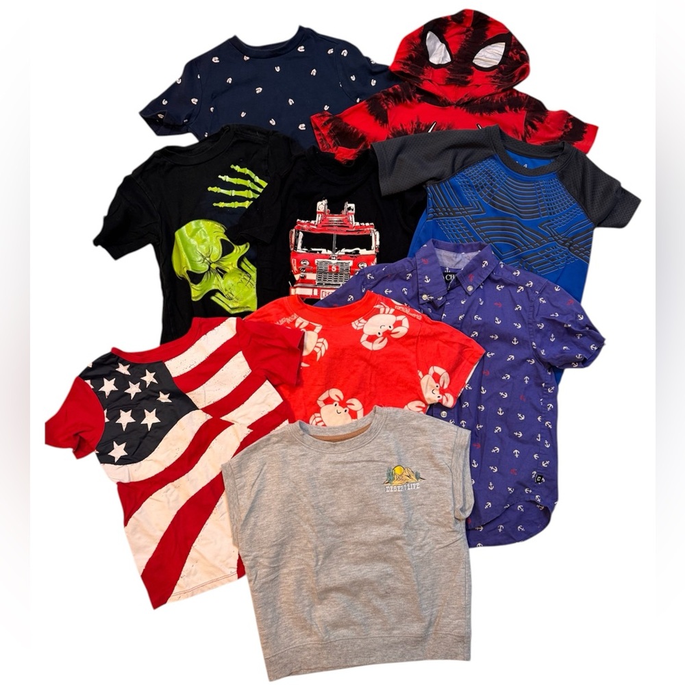 Set of 9 T-Shirts Mixed Brands Toddler Boy 4T Casual Button Down Hooded Jeep